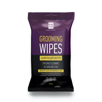 PUR FUR Влажные салфетки для ухода за шерстью, 25 шт