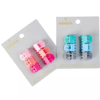 RINOVA Набор крабов зажимов для собачьих волос, разные цвета, наборы по тонам, каучук 6 штук на бирке