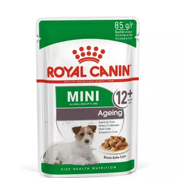 Royal Canin Mini Ageing 12+ Влажный корм (пауч) для собак мелких размеров старше 12 лет, кусочки в соусе, 85 гр.