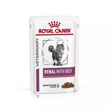 Royal Canin Renal кусочки в соусе для кошек при лечении почек c говядиной, 85 г