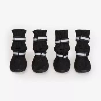 Rungo Ботинки высокие на липучках для собак средних пород, L, черный (унисекс)