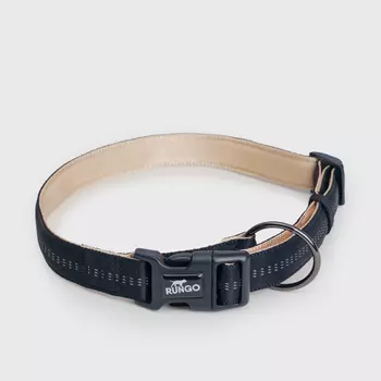 Rungo Ошейник для собак Downtown, обхват шеи 40-65 см, ширина 2,5 см, черный с бежевым