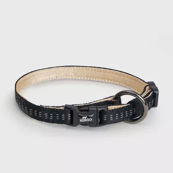 Rungo Ошейник для собак Downtown, обхват шеи 20-30 см, ширина 1 см, черный с бежевым