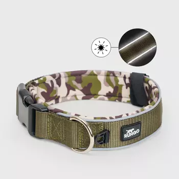 Rungo Ошейник для собак Extreme, XL, обхват шеи 52-61 см, ширина 2,5 (3,5) см, зеленый камуфляж