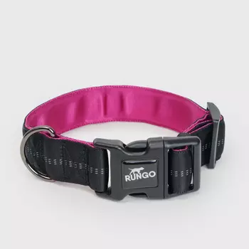 Rungo Ошейник Downtown Extra Wide S-M: 32–45cm/38mm черный с орхидеей