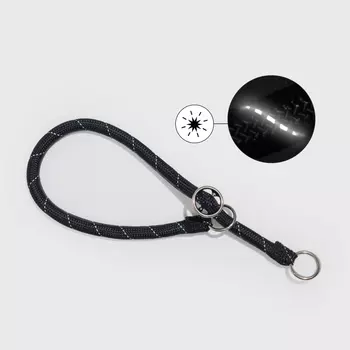 Rungo Ошейник-полуудавка для собак Noose Reflect, обхват шеи 50 см, ширина 1,3 см, черный