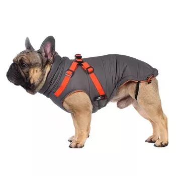 Rungo Попона теплая со шлейкой для собак мелких пород S серый (унисекс)