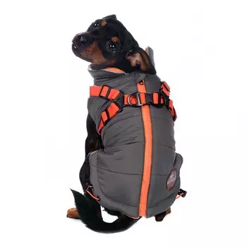 Rungo Попона для собак средних пород теплая со шлейкой серая M