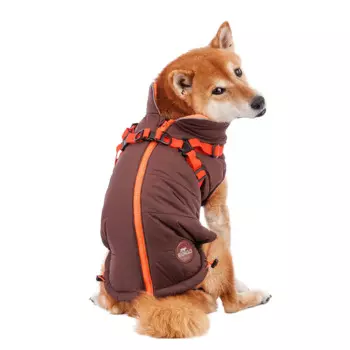 Rungo Попона для собак теплая со шлейкой коричневая 2XL