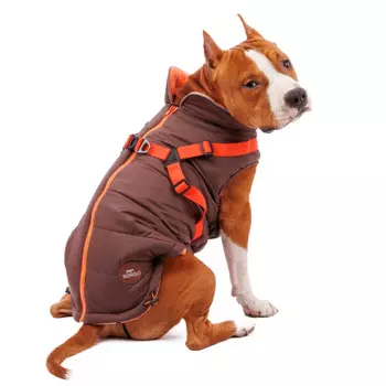 Rungo Попона для собак теплая со шлейкой коричневая 3XL