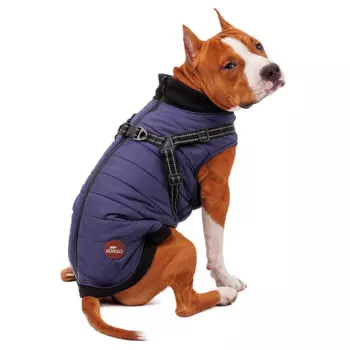 Rungo Попона для собак теплая со шлейкой синяя 3XL