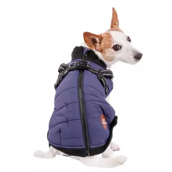 Rungo Попона для собак теплая со шлейкой синяя S