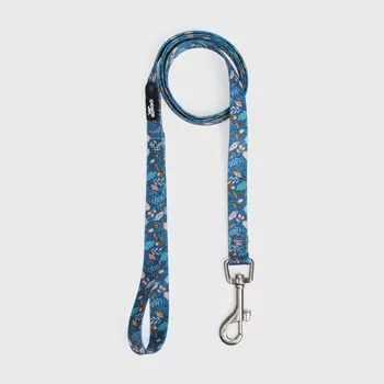Rungo Поводок нейлоновый для кошек и собак, 120 см, ширина ремешка 1,5 см, цветочный синий
