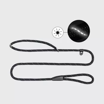 Rungo Поводок с ошейником-полуудавкой для собак Noose Reflect, длина 170 см, ширина 1,3 см, черный