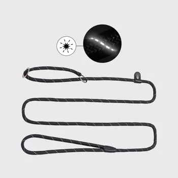 Rungo Поводок с ошейником-полуудавкой для собак Noose Reflect, длина 160 см, ширина 0,8 см, черный