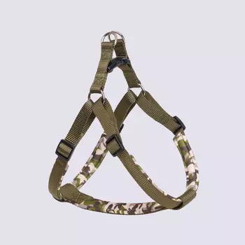 Rungo Шлейка для собак Step-in Soft, обхват груди 66-73 см, ширина ремешка 2 см, зеленый камуфляж