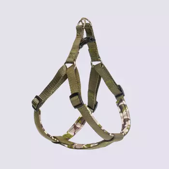 Rungo Шлейка для собак Step-in Soft, обхват груди 43-52 см, ширина ремешка 1 см, зеленый камуфляж