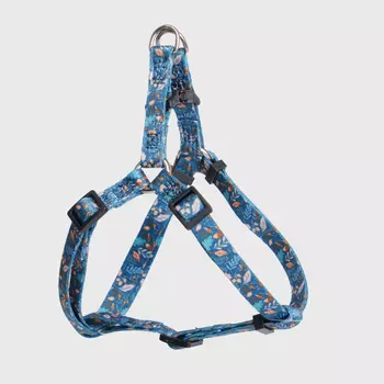Rungo Шлейка нейлоновая для кошек и собак Step-in, объем груди 33-46,5 см, ширина ремешка 1 см, цветочный синий
