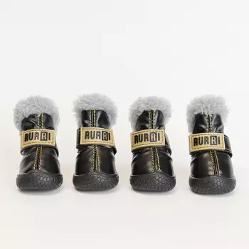 RURRI Ботинки с мехом для собак, L, черный