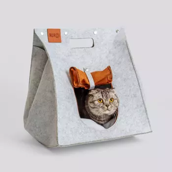 RURRI Дом-пакет для кошек и собак, 40х40х48 см, серый