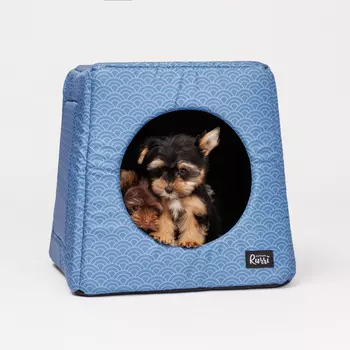 Rurri Дом-трансформер (3 в 1) для собак и кошек, 38х38х37 см, синий