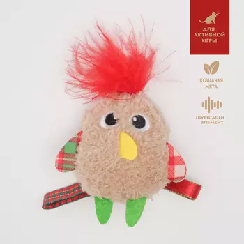 RURRI Игрушка для кошек Птичка из новогодней коллекции, 9х8х4 см