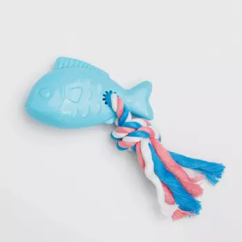 Rurri Игрушка для собак Рыбка с веревкой, 10х13х2,5 см