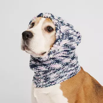 RURRI Капор для собак, L, обхват головы 38 см, высота изделия 30 см, серо-белый