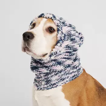 RURRI Капор для собак, M, обхват головы 30 см, высота изделия 27 см, серо-белый