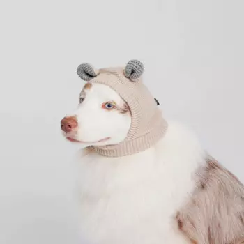 RURRI Капор с ушками для собак, обхват мордочки 40-64 см, обхват шеи 30-58 см, высота шапки 24 см, бежевый