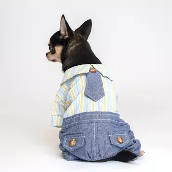 RURRI Костюм джинсовый с рубашкой для собак, S
