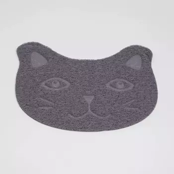 RURRI Коврик под миску для кошек и собак Кошечка, 40х30 см, серый