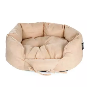 Rurri Лежак велюровый круглый №5 для собак и кошек мелких и средних пород, 50х47 см, бежевый