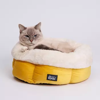 Rurri Лежак круглый для кошек и собак, 38х20 см, желтый