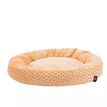 Rurri Лежак круглый Paws для кошек и собак мелких и средних пород 60х60х15 см, бежевый