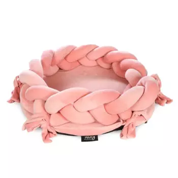 Rurri Лежак плетеный для кошек и собак мелких пород, 50х45х14 см, розовый