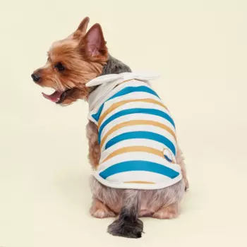 Rurri Майка для собак и кошек Аквамарин, M, песочно-синяя в полоску (унисекс)