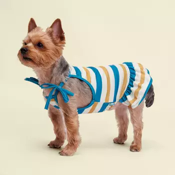 RURRI Майка-платье для собак и кошек Аквамарин, S, песочно-синее в полоску