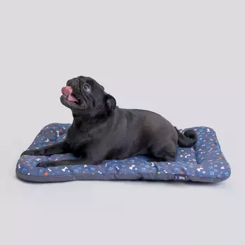 RURRI Матрас для кошек и собак мелких и средних пород Косточки, 63х47х4, серый