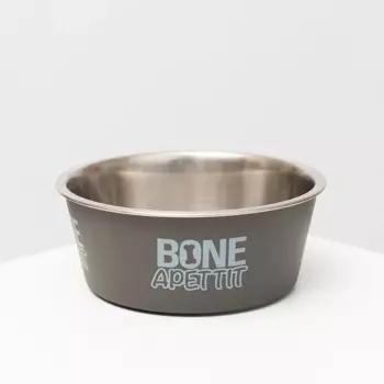RURRI Миска для кошек и собак Bone Appetit, 400 мл, 12,7х5 см, серая