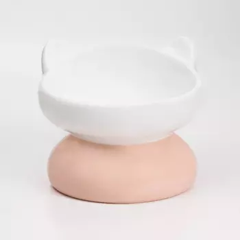 RURRI Миска для кошек Кошечка, 15,5х13 см, 120 мл, бело-бежевая