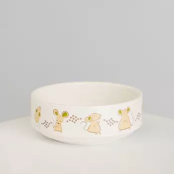 RURRI Миска фарфоровая для кошек и собак Мышки, 350 мл, белый