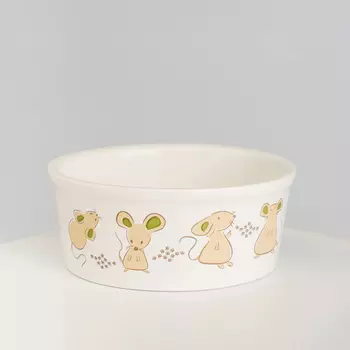 RURRI Миска фарфоровая для кошек и собак Мышки, 450 мл, белый