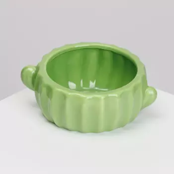 RURRI Миска керамическая для грызунов Кактус, диаметр 9,5x5 см, зеленая