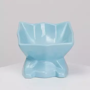 Rurri Миска керамическая для кошек и собак Кошечка, 13x11 см, голубая