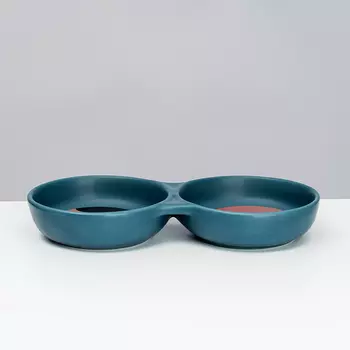 RURRI Миска керамическая двойная для кошек и собак Абстракция, 2x80 мл, синий