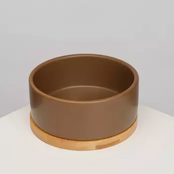 RURRI Миска керамическая на подставке для собак средних и крупных пород, 16х6,5 см, 800 мл, коричневая