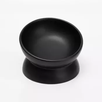 RURRI Миска круглая для кошек и собак, 150 мл, 13х9 см, черная матовая