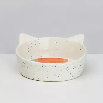 RURRI Миска с ушками керамическая для кошек и собак, 250 мл, белый