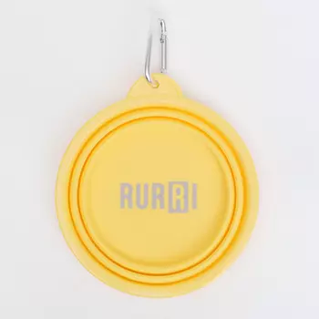 RURRI Миска силиконовая складная для кошек и собак, 16х6,5 см, 750 мл, желтая